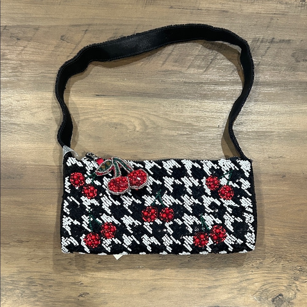 Viral TJ Maxx Beaded Cherry Black and White Women's Should Bag